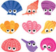 Nine Colorful Sea Shells Wall Decal Sticker Set