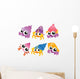 Six Colorful Hermit Crabs Wall Decal Sticker Set
