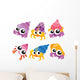 Six Colorful Hermit Crabs Wall Decal Sticker Set