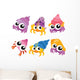 Six Colorful Hermit Crabs Wall Decal Sticker Set