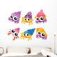 Six Colorful Hermit Crabs Wall Decal Sticker Set