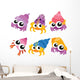 Six Colorful Hermit Crabs Wall Decal Sticker Set