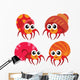 Four Orange Hermit Crabs Wall Decal Sticker Set