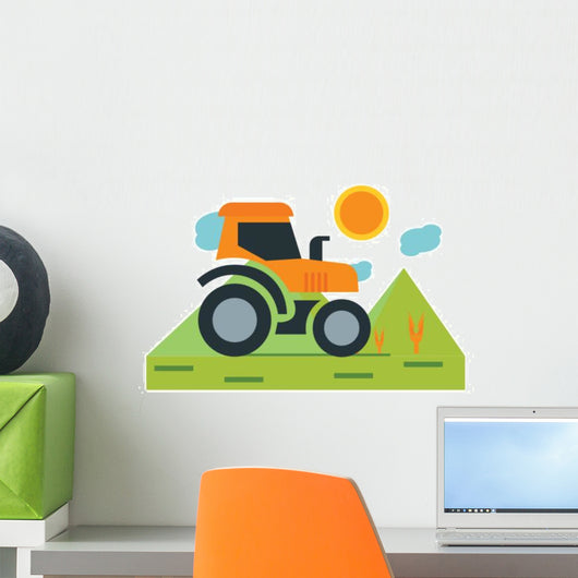 Iconic Orange Tractor Wall Decal