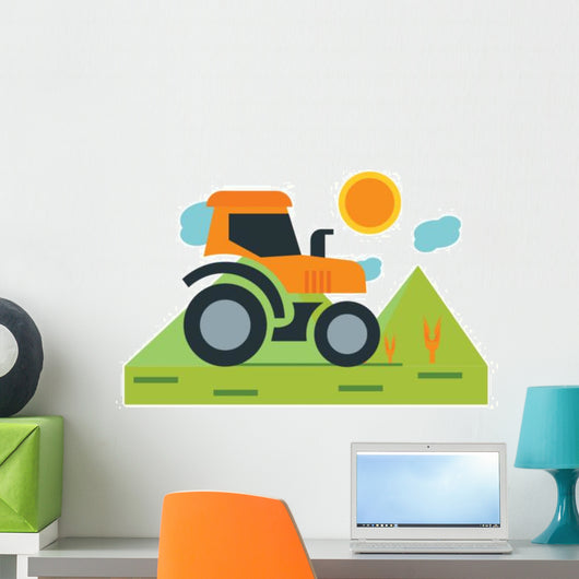 Iconic Orange Tractor Wall Decal