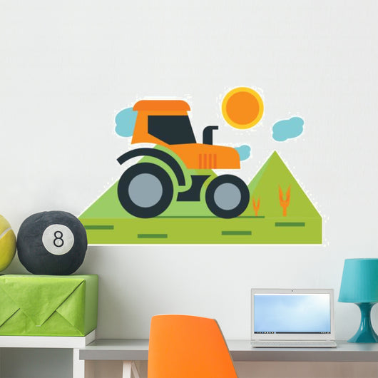 Iconic Orange Tractor Wall Decal