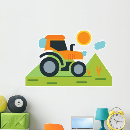 Iconic Orange Tractor Wall Decal