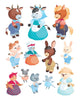 Cute Fantasy Farm Animals Wall Decal Sticker Set