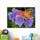 Wild Geranium Blooms With Premature Fall Leaf Coloring In Glen Alps Wall Mural