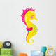 Yellow Cartoon Seahorse Wall Decal