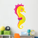 Yellow Cartoon Seahorse Wall Decal