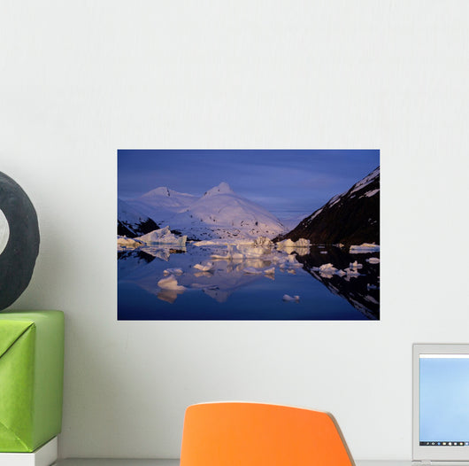 Icebergs In Portage Lake Bard Peak Chugach Mtns Sc Winter Wall Mural