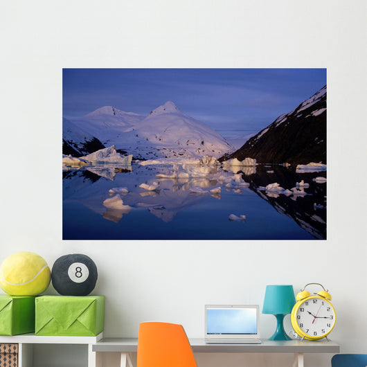 Icebergs In Portage Lake Bard Peak Chugach Mtns Sc Winter Wall Mural