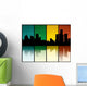 Grunge Silhouette of Detroit Wall Mural