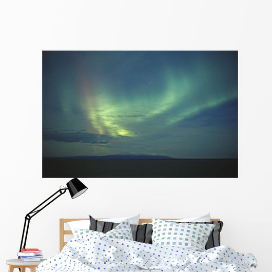 Northern Lights Over Cook Inlet & Mt Susitna Sc Alaska Scenic Wall Mural