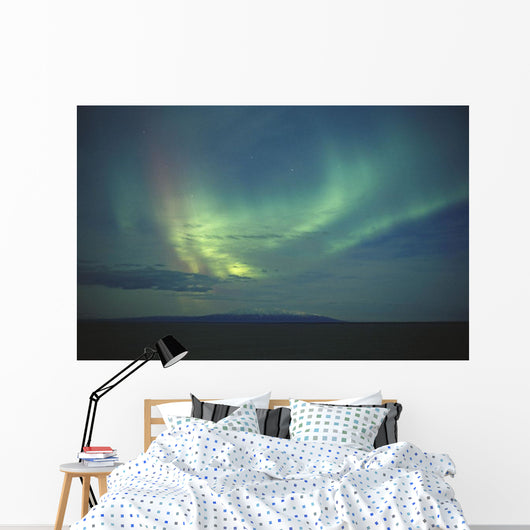 Northern Lights Over Cook Inlet & Mt Susitna Sc Alaska Scenic Wall Mural