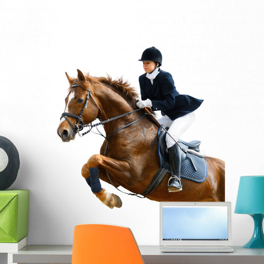 Young Girl Jumping with Wall Decal