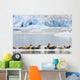 Harbor Seals Rest On An Iceberg With Dawes Glacier Wall Mural