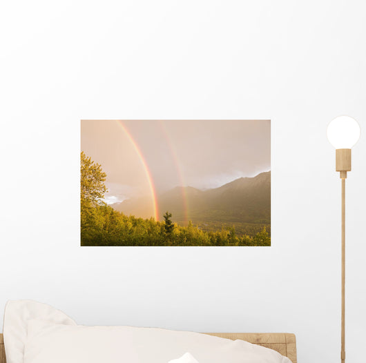 Sunset Double Rainbow Arching Wall Decal
