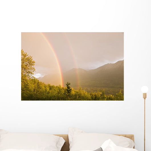 Sunset Double Rainbow Arching Wall Decal
