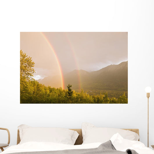 Sunset Double Rainbow Arching Wall Decal