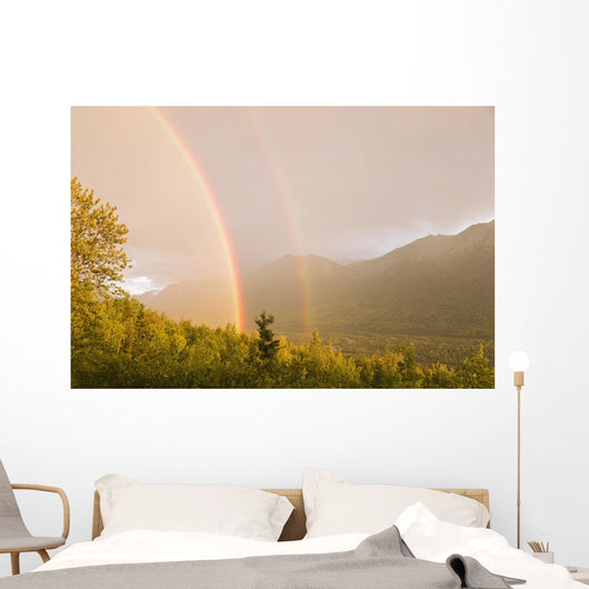 Sunset Double Rainbow Arching Wall Decal