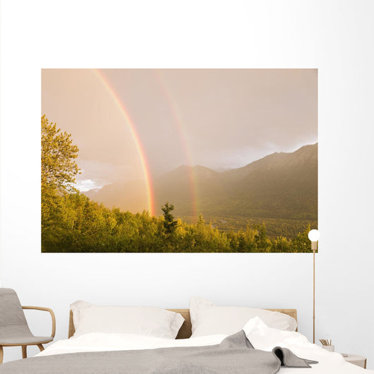 Sunset Double Rainbow Arching Wall Decal