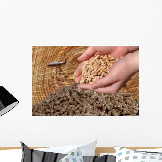 Hand Mit Holzpellets Wall Decal