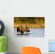 A Large Bull Moose Wades Through A Permafrost Pond Wall Mural