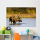 A Large Bull Moose Wades Through A Permafrost Pond Wall Mural