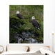 Portrait Of Two Bald Eagles Resting On A Cliff In Kukak Bay Wall Mural