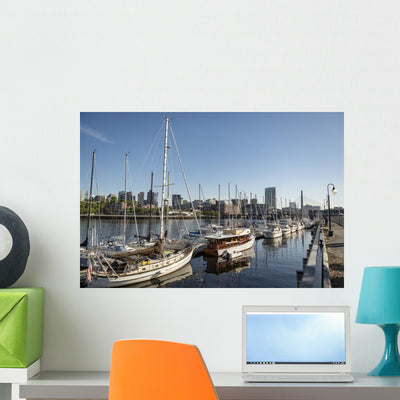 Long Wharf and Customhouse Wall Decal shown on a wall