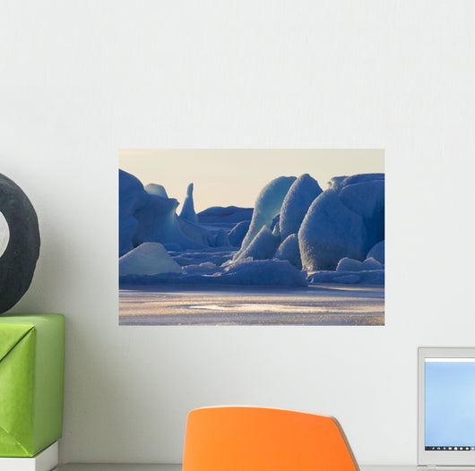 Scenic Of Large Blue Iceberg Formations Of Sheridan Glacier Wall Mural