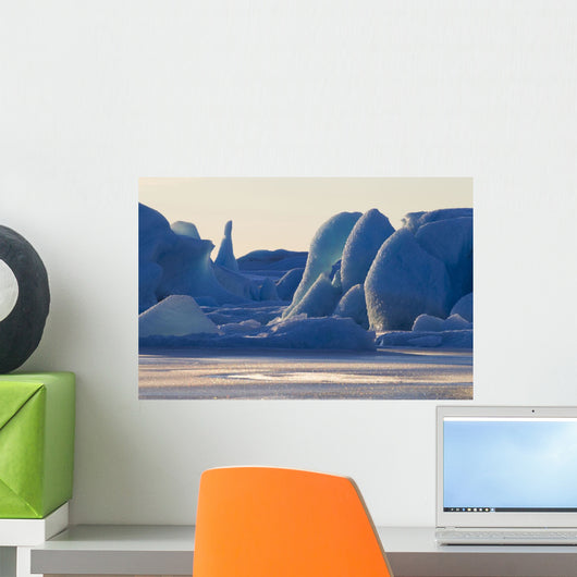 Scenic Of Large Blue Iceberg Formations Of Sheridan Glacier Wall Mural