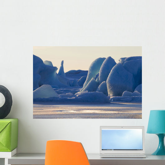 Scenic Of Large Blue Iceberg Formations Of Sheridan Glacier Wall Mural