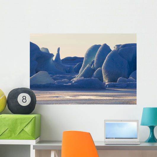 Scenic Of Large Blue Iceberg Formations Of Sheridan Glacier Wall Mural