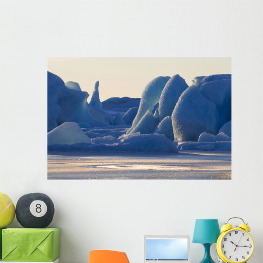 Scenic Of Large Blue Iceberg Formations Of Sheridan Glacier Wall Mural