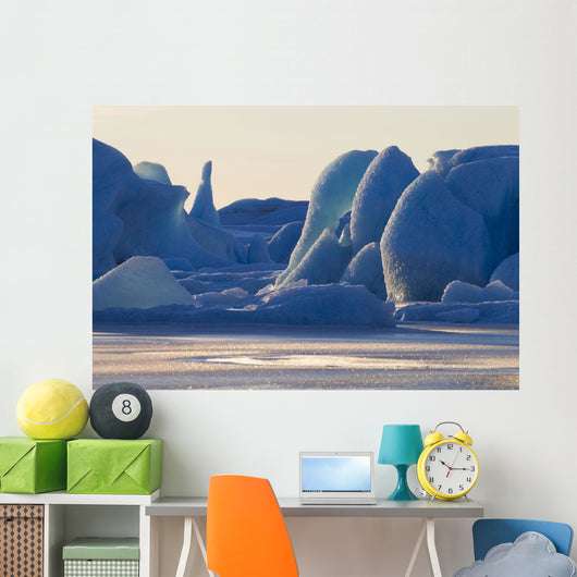 Scenic Of Large Blue Iceberg Formations Of Sheridan Glacier Wall Mural