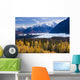 View Of Matanuska Glacier With Golden Autumnal Aspen Trees Wall Mural