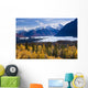 View Of Matanuska Glacier With Golden Autumnal Aspen Trees Wall Mural