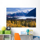 View Of Matanuska Glacier With Golden Autumnal Aspen Trees Wall Mural