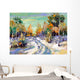 Winter road to wood Wall Mural