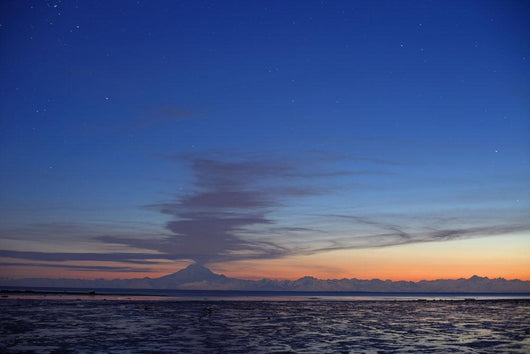 Ash Cloud Rises From Mt Redoubt At Sunset During Low Tide Wall Mural