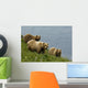Brown Bear Sow And Cubs Eating Sedge Grasses In Hallo Bay Wall Mural