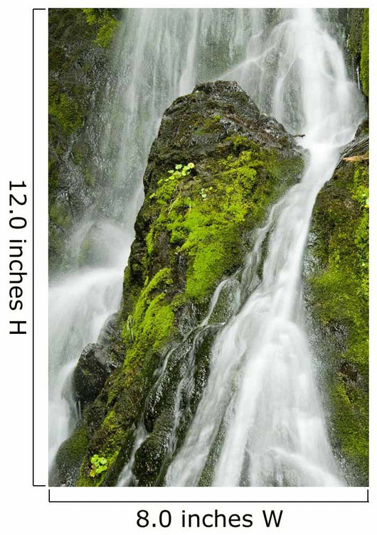 Waterfall Flows Over Green Foliage And Rock Outcrop Wall Mural