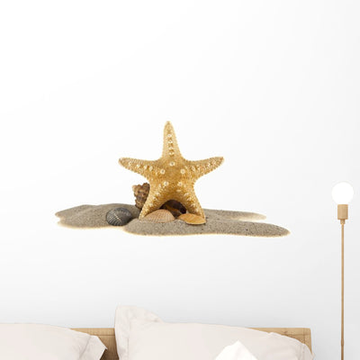 Sand and Starfish Wall Decal shown on a wall