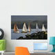 Sailboats Race In Competition Near Ketchikan, Alaska During Summer Wall Mural