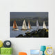 Sailboats Race In Competition Near Ketchikan, Alaska During Summer Wall Mural