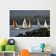 Sailboats Race In Competition Near Ketchikan, Alaska During Summer Wall Mural