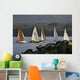 Sailboats Race In Competition Near Ketchikan, Alaska During Summer Wall Mural